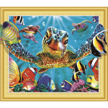 Gyémántkirakó készlet - Teknősbéka színes halakkal