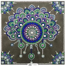 Gyémántkirakó készlet - Mandala fekete háttérrel (eltérő formájú kövekkel)