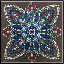 Gyémántkirakó készlet - Mandala fekete háttérrel (eltérő formájú kövekkel)