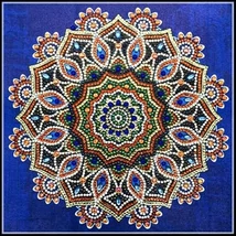 Gyémántkirakó készlet - Mandala kék háttérrel (eltérő formájú kövekkel)