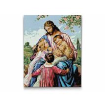 Gyémánt kirakó keretre feszítve - Jézus a gyerekekkel