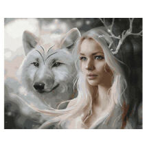 Számfestő - Lány fehér farkassal