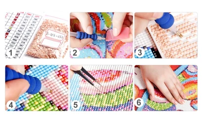 Gyémántszemes kirakó kétféle formájú gyémánttal