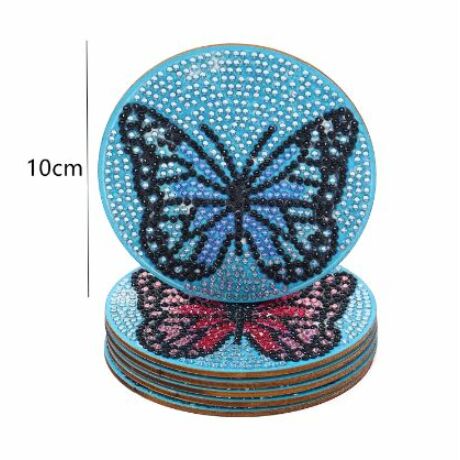 Gyémánt kirakós poháralátét - pillangós (6 db-os)