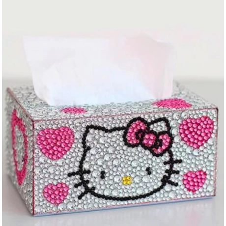 Gyémánt kirakós zsebkendőtartó Hello Kitty