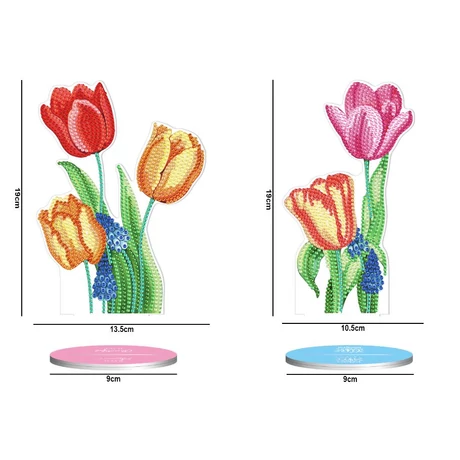 Gyémánt kirakós jegyzettartó - tulipános (2 db)