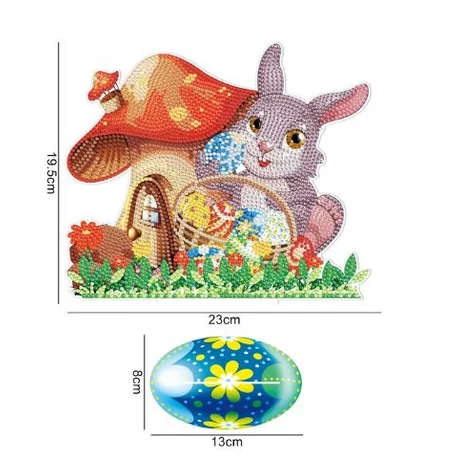 Gyémánt kirakós asztali dísz - nyuszi házikóval