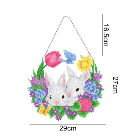Gyémánt kirakós dísz - nyuszi tulipánnal