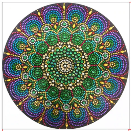 Gyémántkirakó készlet - Mandala zöld (eltérő formájú kövekkel)