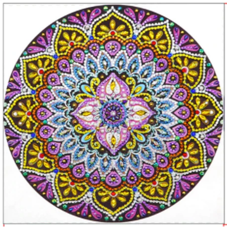 Gyémántkirakó készlet - Mandala lila (eltérő formájú kövekkel)
