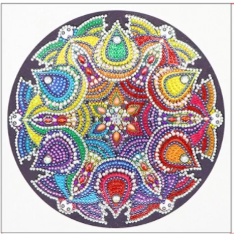 Gyémántkirakó készlet - Mandala színes (eltérő formájú kövekkel)
