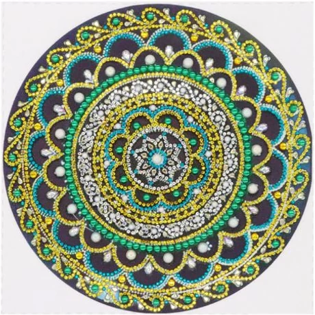 Gyémántkirakó készlet - Mandala zöld (eltérő formájú kövekkel)
