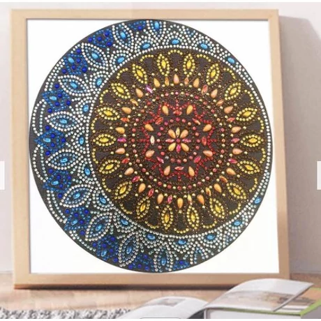 Gyémántkirakó készlet - Mandala körökkel (eltérő formájú kövekkel)