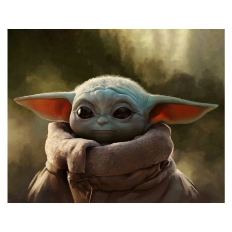 Gyémánt kirakó keretre feszítve - Baby Yoda (Grogu)