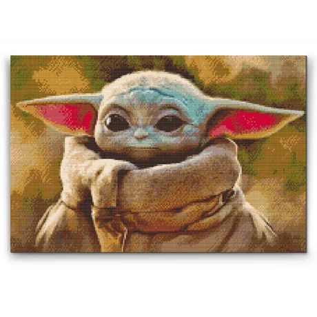 Gyémánt kirakó keretre feszítve - Baby Yoda (Grogu)
