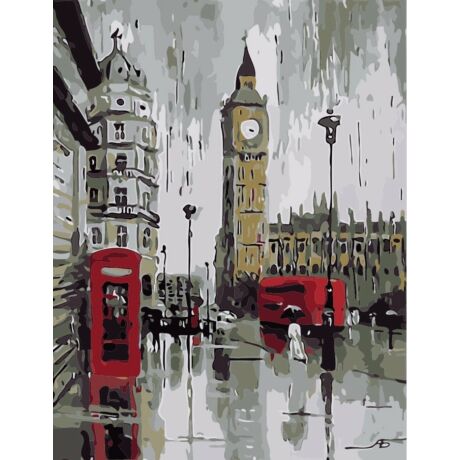 Számfestő - London Big Ben esőben