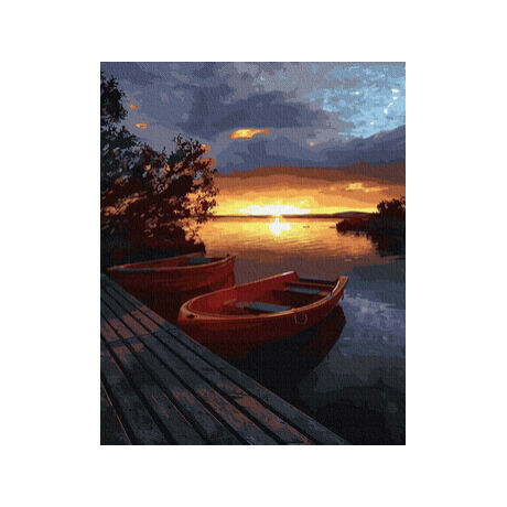 Számfestő - Csónakok a naplementében